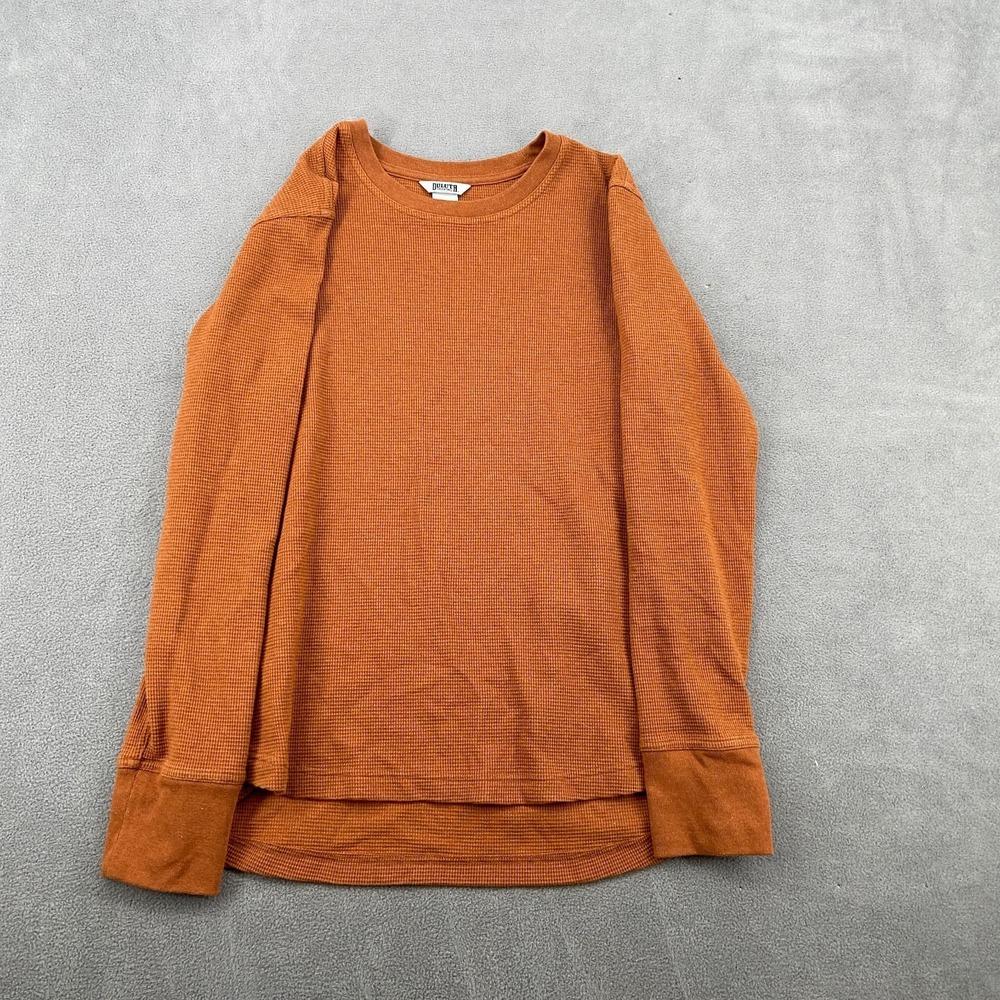 Duluth Trading Co. Waffle Knit Shirt Mens M Rust Brown Thermal Texture High Low